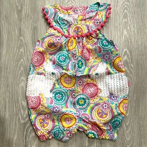 NWT Mudpie Bubble One Piece with Bunny Appliqué and PomPom tails, size 9-12M